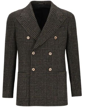 Gabriele Pasini Dubbelrijige Geruite Blazer - Zwart