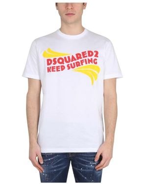 DSquared² Tops ,Wit ,D2 Keep Surfing Tee