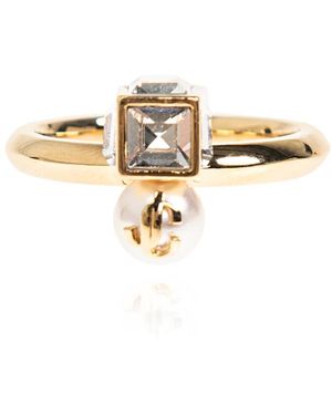Jimmy Choo Accessoires ,Geel ,Pearl Cube Ring - Metallic