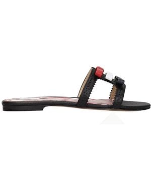 Thom Browne Zwarte Leren Slippers Sandalen