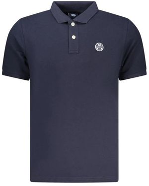 North Sails Tops ,Blauw ,Katoen Polo Shirt Van Katoen Met Geribbelde Kraag