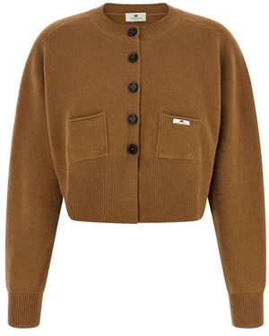 Elisabetta Franchi Truien & Vesten ,Bruin ,Wol Tricot Trui Vest