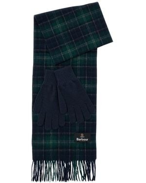 Barbour Accessoires ,Groen ,Wol Tartan Sjaal & Handschoen Cadeauset - Blauw