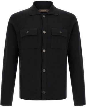 Zanone Truien & Vesten ,Zwart ,Wol Saharan Vest