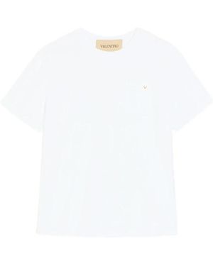 Valentino Tops ,Wit ,Katoen Katoenen T-Shirt Met Vlogo