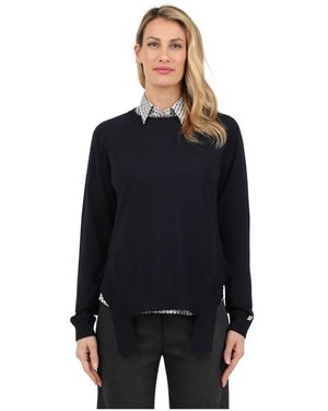 MEIMEIJ Truien & Vesten ,Zwart ,Wol Asymmetrische Crew Neck Top