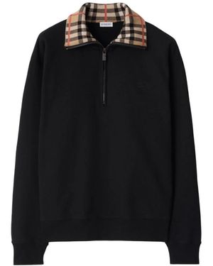 Burberry Check Collar Sweatshirt - Black