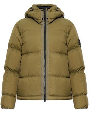 Stone Island Jassen ,Groen ,Gewatteerd Jack Met Capuchon