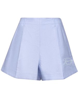 Givenchy Korte Broeken ,Blauw ,Katoen High Waist Medallion Geborduurde Shorts