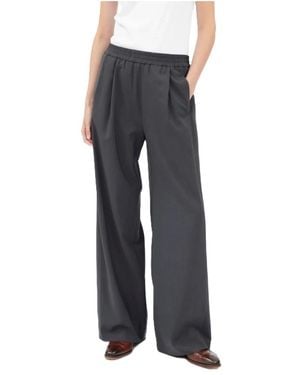 ODEEH Klassieke Donkergrijze Wollen Broek - Zwart