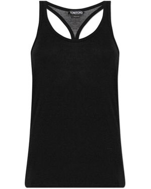 Tom Ford Tops ,Zwart ,Silk-Blend Rib Jersey Tank