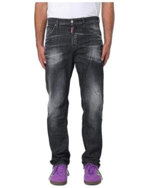 DSquared² Distressed Cotton Denim Jeans - Grau