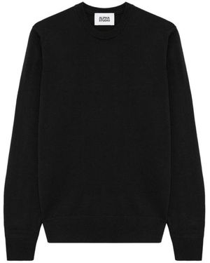 Alpha Studio Round-Neck Knitwear - Black