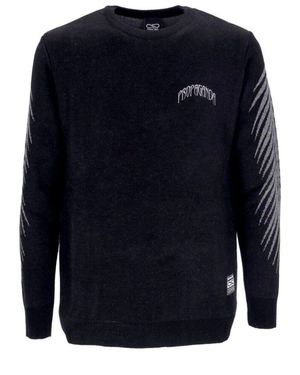 Propaganda Schwarzer Jacquard Rundhalsausschnitt Pullover - Blau