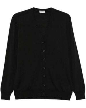 Mrz Feinstrick-Cardigan Mit V-Ausschnitt - Schwarz