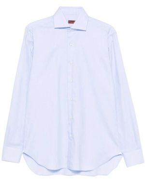 Barba Napoli Langarmhemd Mit Klassischem Kragen - Blau