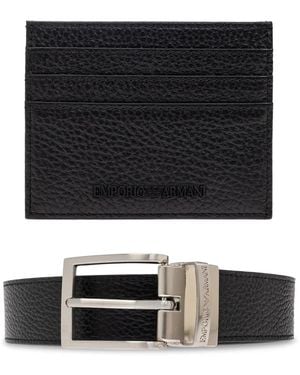 Emporio Armani Geschenkset: Kartenhalter Und Gürtel - Schwarz