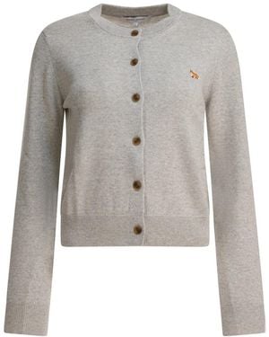 Maison Kitsuné Grijze Gebreide Baby Fox Cardigan - Grijs