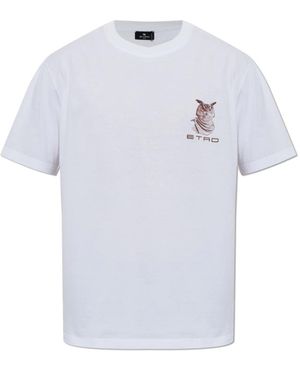 Etro T-Shirt Met Geborduurd Logo - Blauw