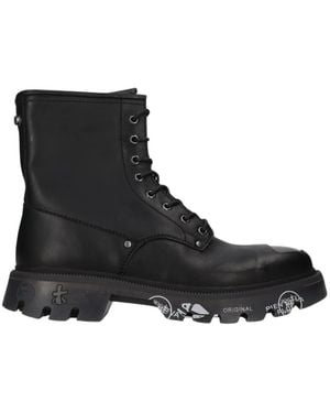 Premiata Schoenen ,Zwart ,Leer Brixton 470 Veterschoenen