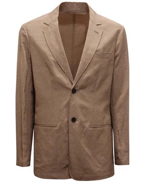 Armani Single-Breasted Linnenmix Blazer - Bruin