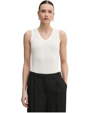 Mos Mosh Mmrelena Tani Rib V-Neck Tank Top - Wit