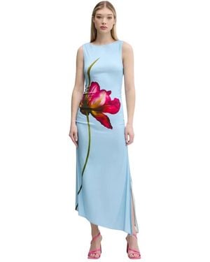 Desigual Orchidee Asymmetrisches Kleid - Blau