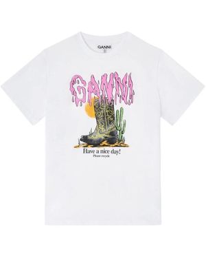 Ganni T-Shirts - Blanco