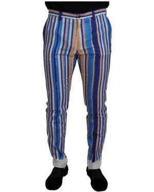Dolce & Gabbana Sleek Striped Slim Fit Chinos - Blue