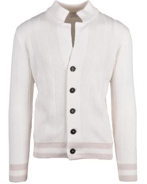 Eleventy Truien & Vesten ,Wit ,Kasjmier Cardigan Met Knopen