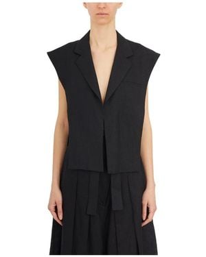 NÜ Leinenjacke geschnittene weste nü denmark - Schwarz