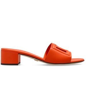 Dolce & Gabbana Schoenen ,Oranje ,Leer Dg Logo Leren Mules - Rood