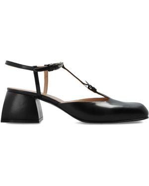 NODALETO Leren Schoenen Met Hak - Zwart