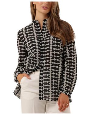 Modström Overhemden ,Zwart ,Zwarte Geborduurde Blouse