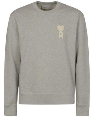 Ami Paris Hoodies & Sweatvesten ,Grijs ,Katoen De Coeur Crewneck Sweatshirt