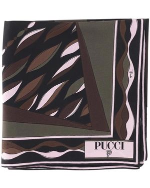 PUCCI Accessoires ,Veelkleurig ,Gemengd Print Zijden Sjaal - Zwart