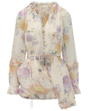 Zimmermann Kleedjes ,Veelkleurig ,Luna Ruffle Playsuit - Naturel