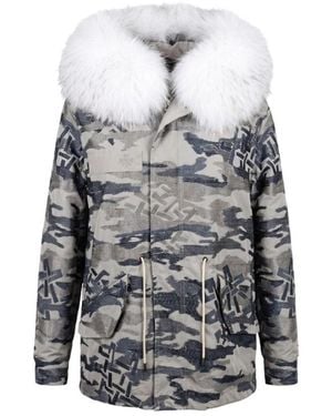 MR & MRS Jassen ,Veelkleurig ,Katoen Camouflage Jacquard Parka - Grijs