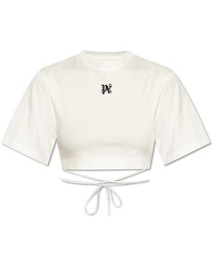 Palm Angels T-shirt legata dietro con cordini - Bianco