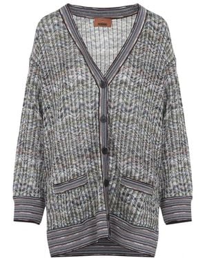 Missoni Truien & Vesten ,Veelkleurig ,Pailletten Caperdoni Maxi Cardigan - Grijs