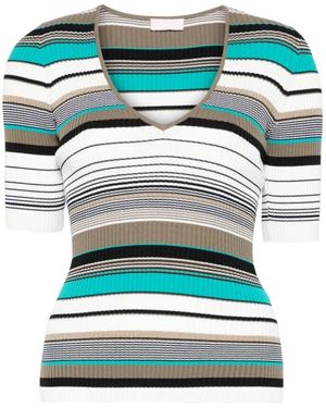 Liu Jo Weiße V-Ausschnitt Kurzarm Pullover - Grün
