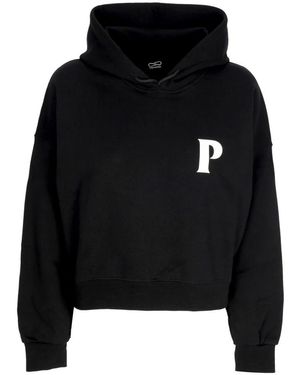 Propaganda Schwarzer Croptop Hoodie Für Frauen