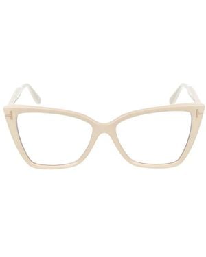 Tom Ford Blauwe Blokkerende Vierkante Cat-Eye Optische Montuur - Naturel