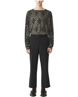 Lanvin Broeken ,Zwart ,Satijn Satijnen Straight Broeken Met Details