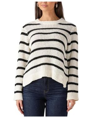 Modström Gestreifter Rundhalsausschnitt Pullover - Weiß