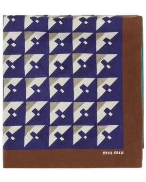 Miu Miu Seidenschal Mit Geometrischem Print - Blau