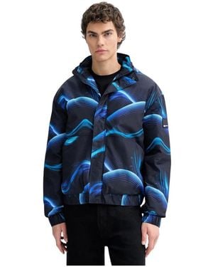 KARL LAGERFELD Jassen ,Zwart ,Leer Insulated Jacket - Blauw