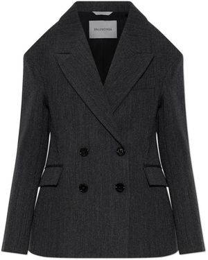 Balenciaga Wol Dubbelzijdige Blazer - Zwart