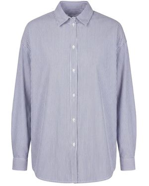 Ottod'Ame Overhemden ,Veelkleurig ,Katoen Gestreepte Blouse Met Dubbele Knoopsluiting - Blauw