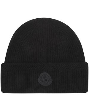 Moncler Accessoires ,Zwart ,Wol Logo Tricot Muts